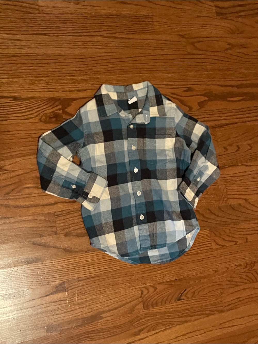 GAP Blue and White Plaid Button-Down Shirt